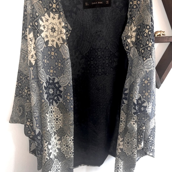 Zara Navy Chinoiserie Pattern Kimono Cardigan - Picture 3 of 4